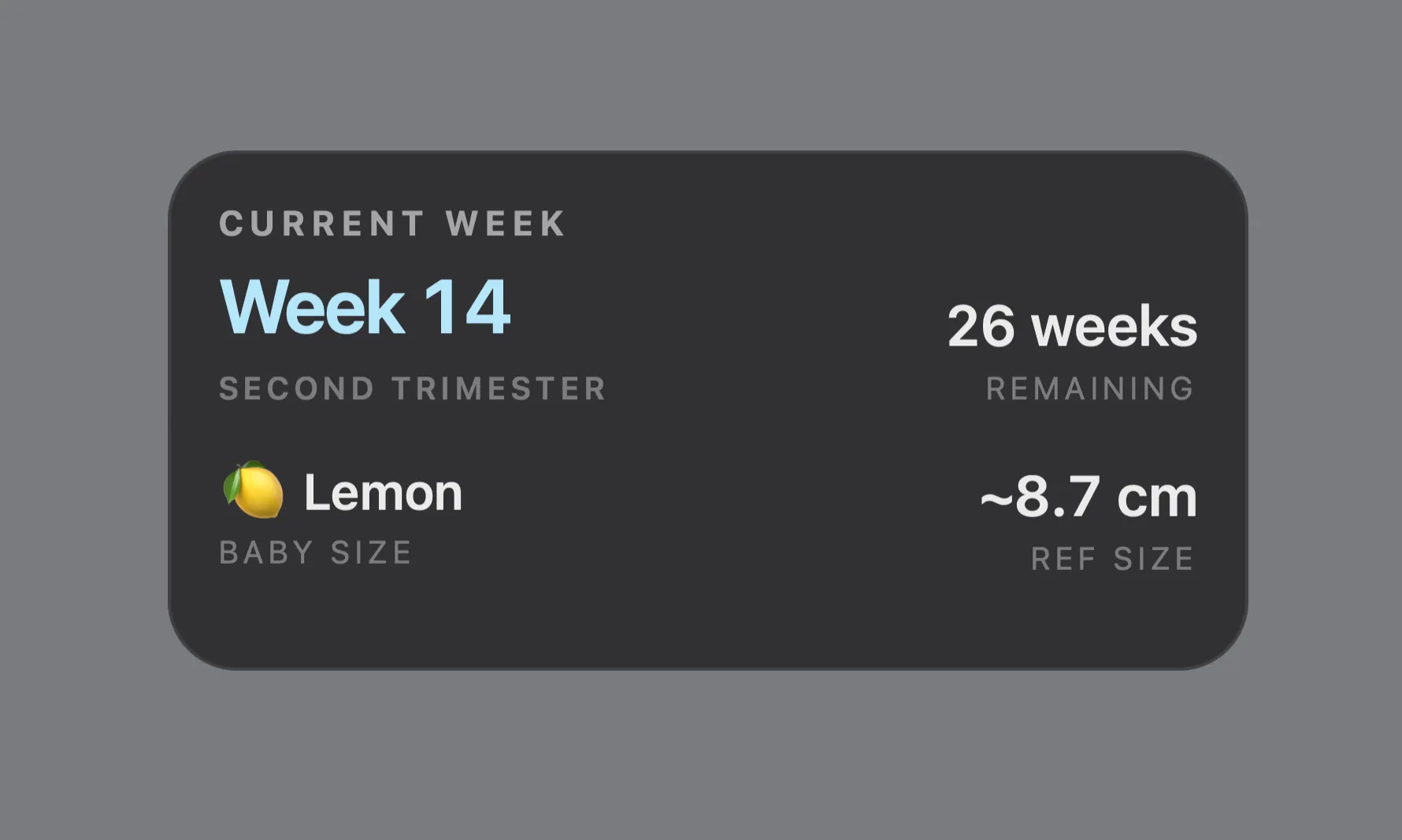 Baby milestone widget on the desktop