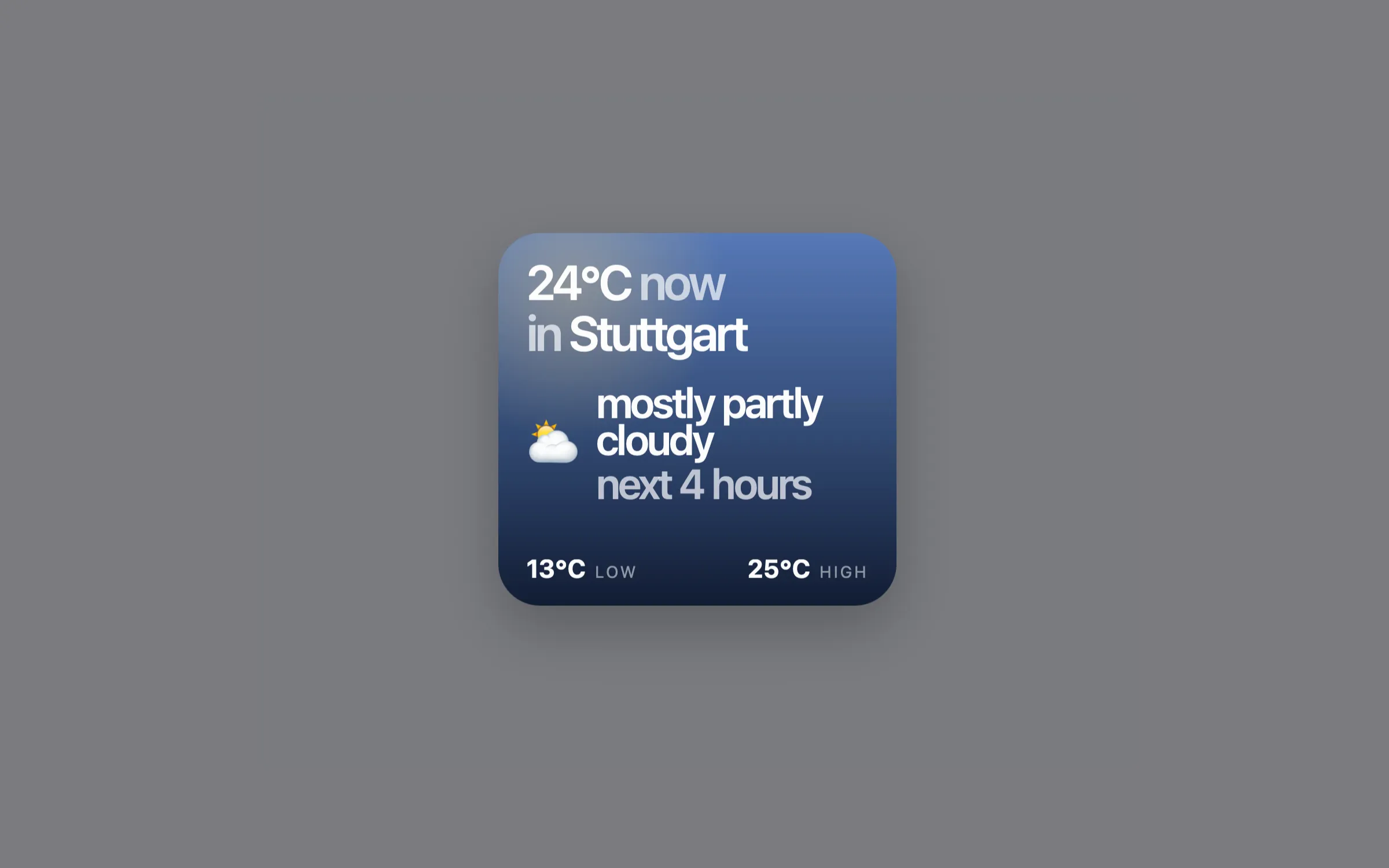 Weather widget showing Stuttgart weather
